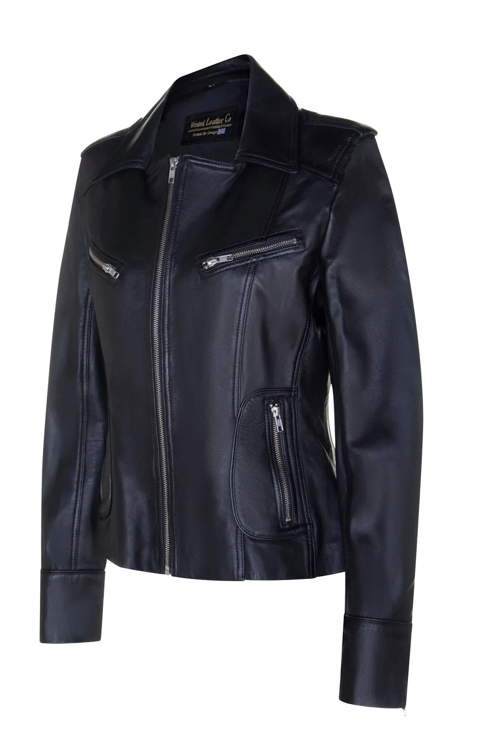 9823 Biker Trend Ladies Leather Jacket