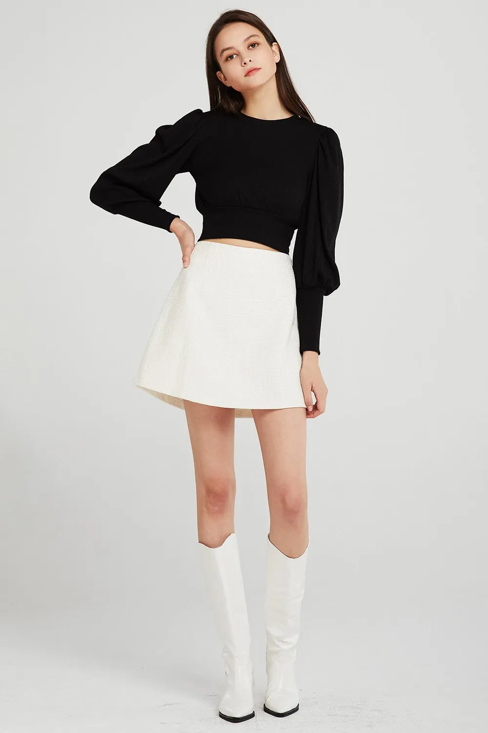 Abby Puff Sleeve Rib Top