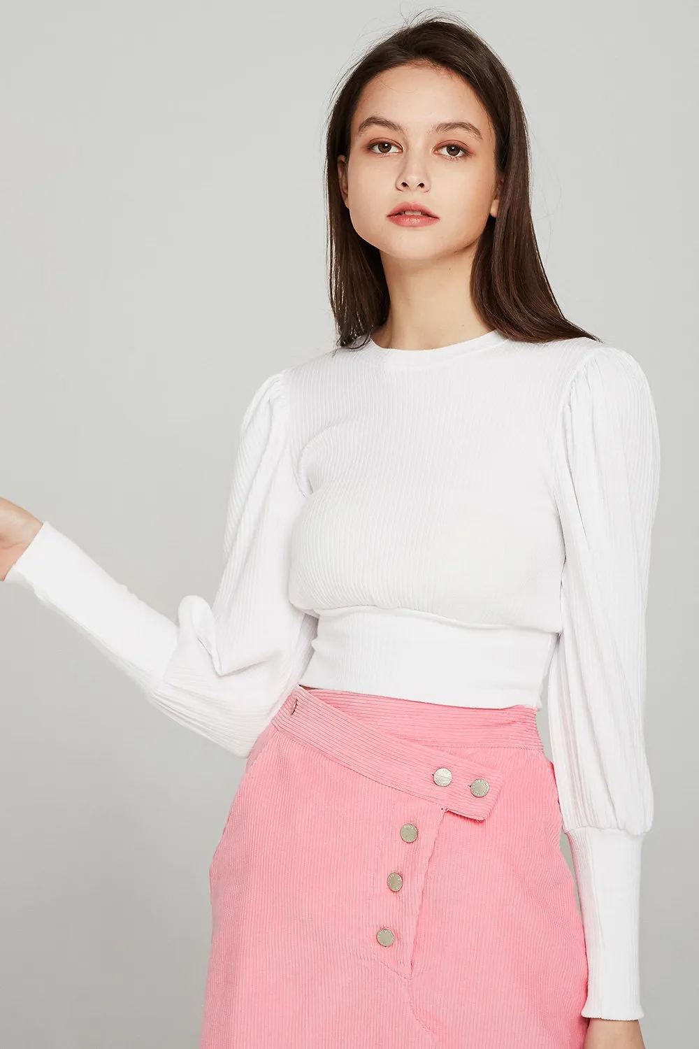 Abby Puff Sleeve Rib Top