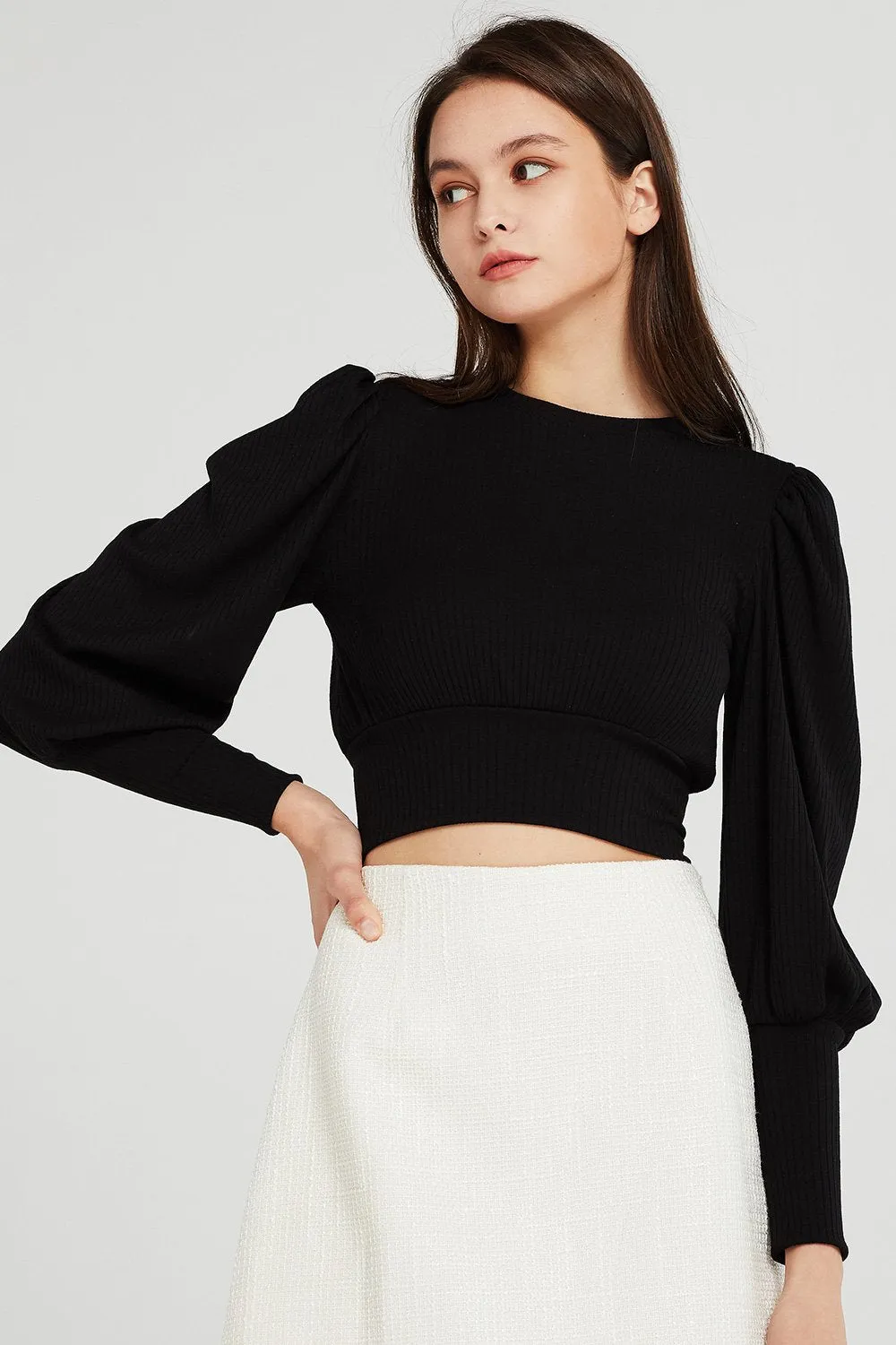 Abby Puff Sleeve Rib Top