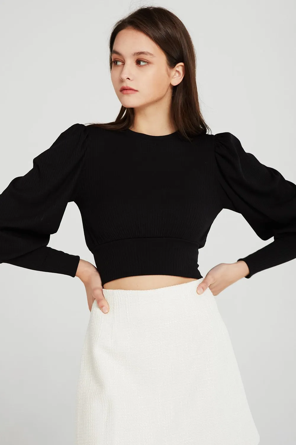 Abby Puff Sleeve Rib Top