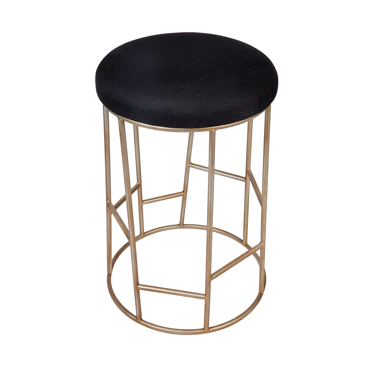 Aiden Gold Steel Kitchen Stool - Black Linen