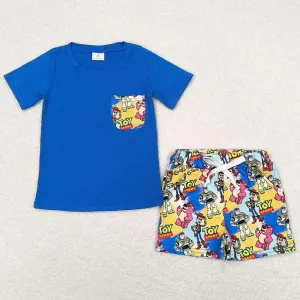 Baby Boys Clothes Blue Short Sleeve Tee Shirts Tops Shorts Sets BSSO0833