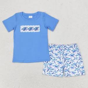 Baby Boys Clothes Blue Turtles Tee Shirts Tops Shorts Sets BSSO0916