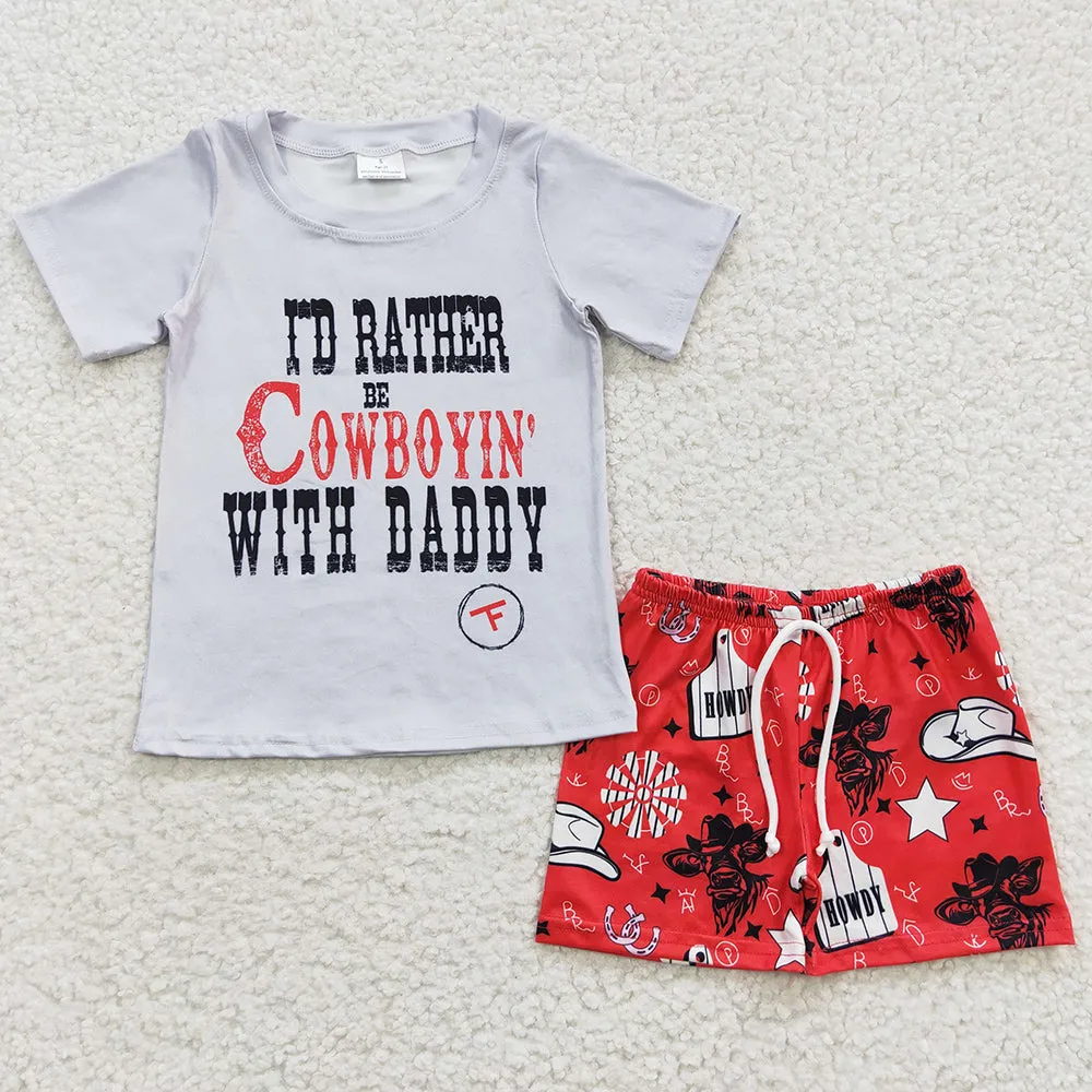 Baby Boys Clothes Cowboy with Daddy Shorts Sets BSSO0243