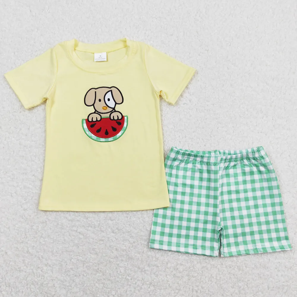 Baby Boys Clothes Dog Watermelon Shorts Sleeve Tee Summer Shorts Sets BSSO0446