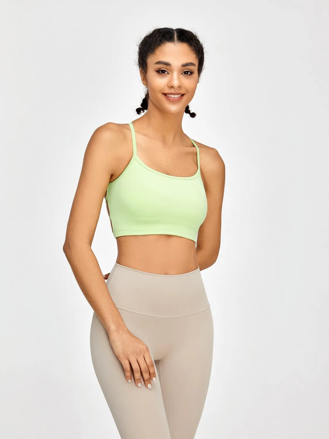 Backless Crisscross Spaghetti Strap Crop Top Activewear Sports Shirt Bra