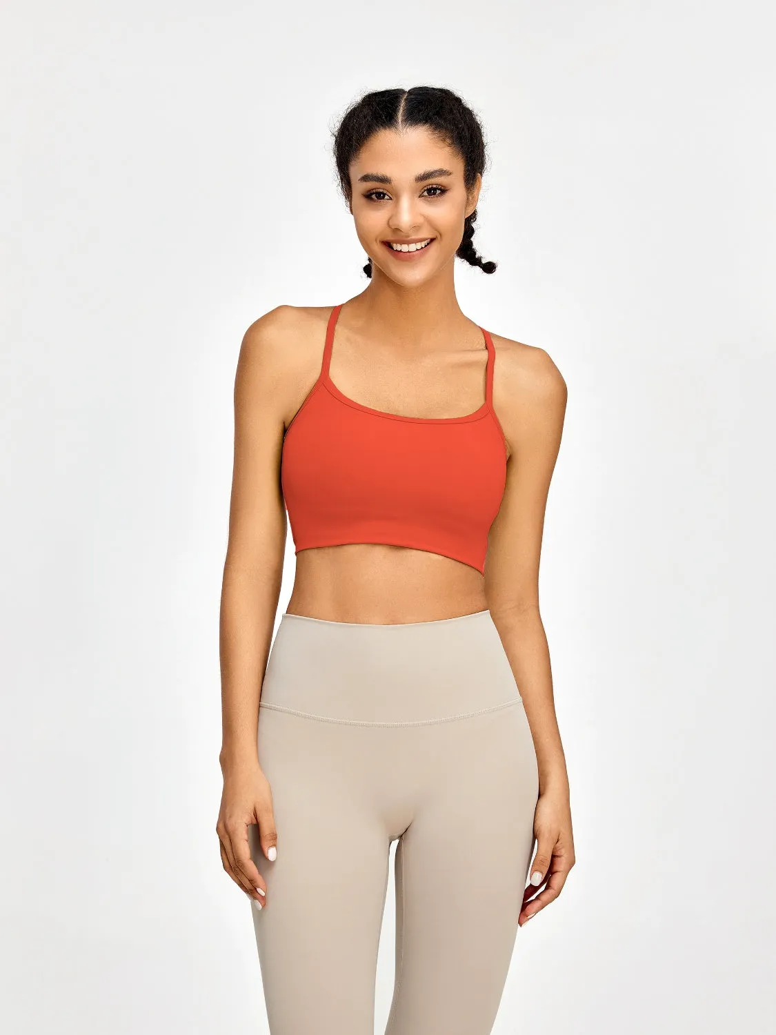 Backless Crisscross Spaghetti Strap Crop Top Activewear Sports Shirt Bra