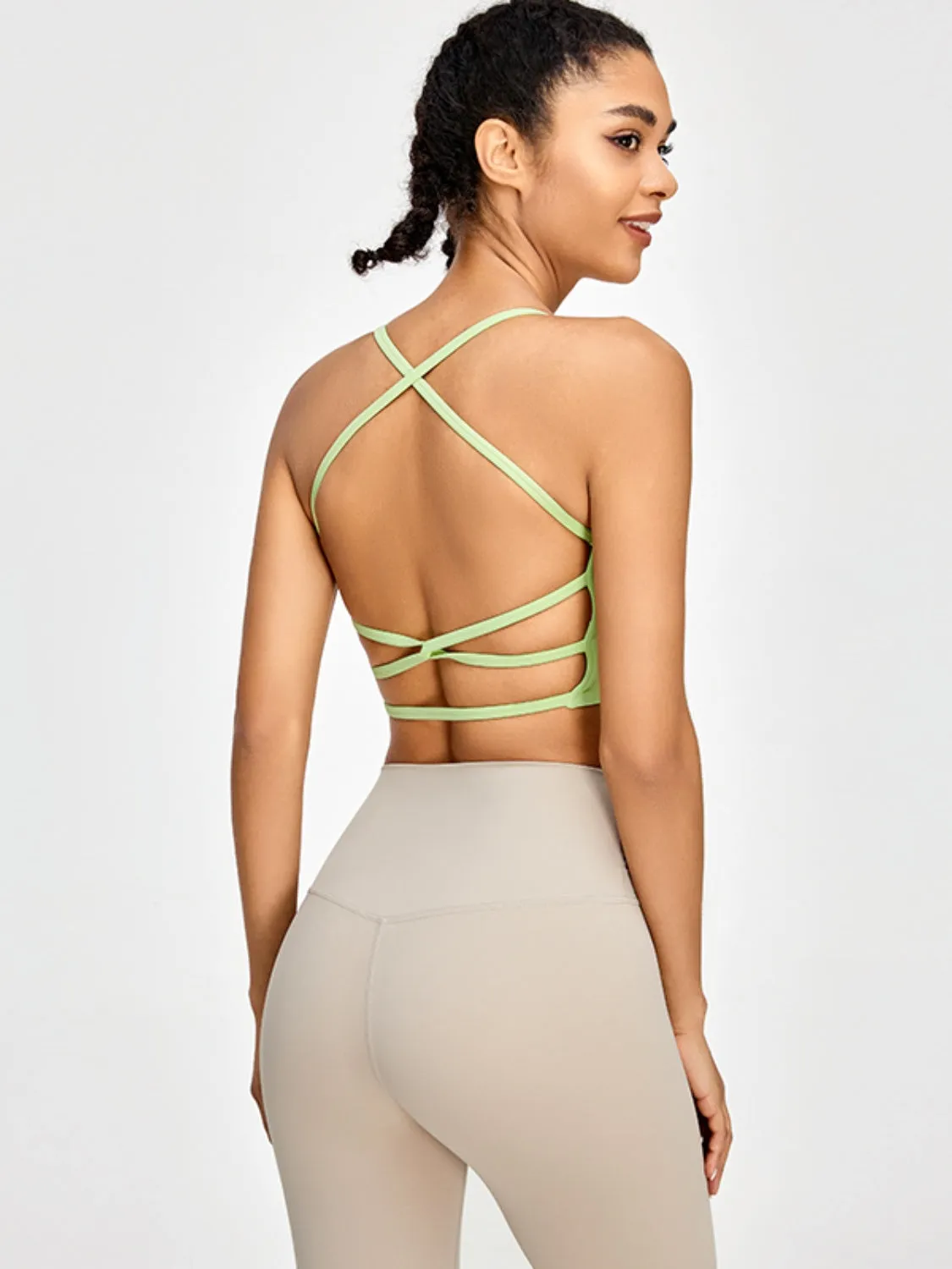 Backless Crisscross Spaghetti Strap Crop Top Activewear Sports Shirt Bra