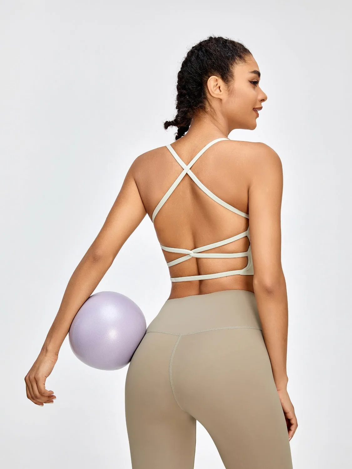 Backless Crisscross Spaghetti Strap Crop Top Activewear Sports Shirt Bra