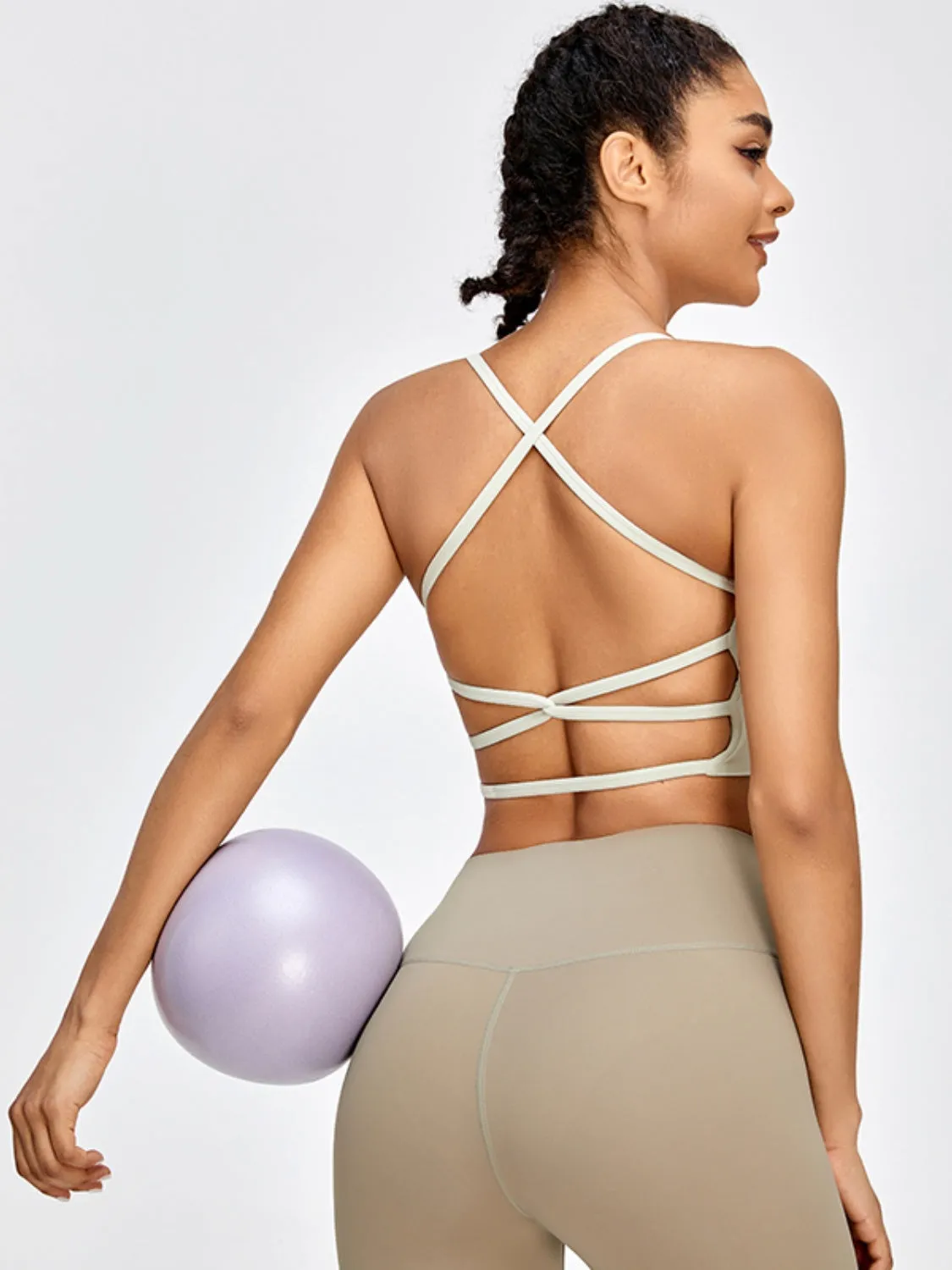 Backless Crisscross Spaghetti Strap Crop Top Activewear Sports Shirt Bra