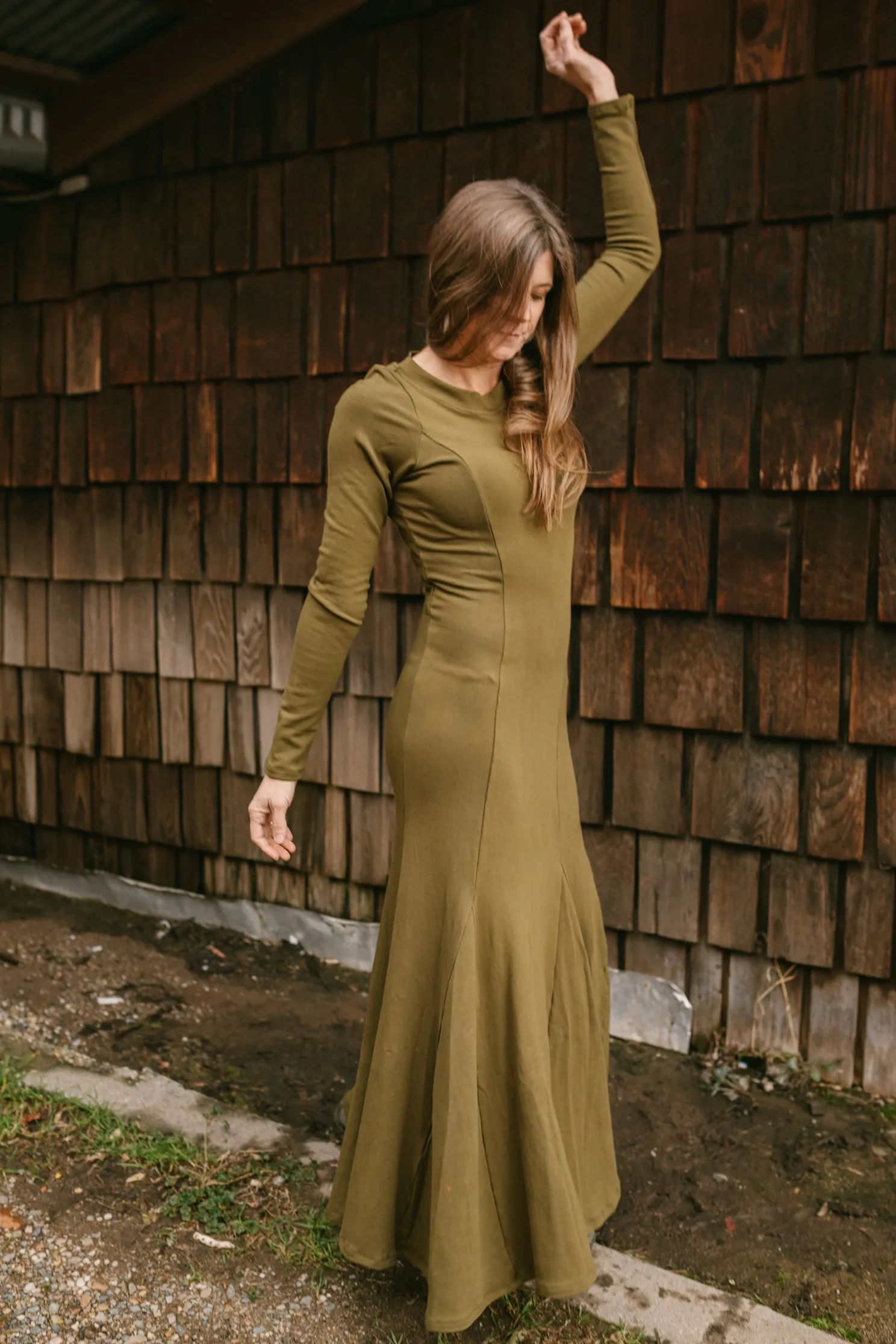 Bamboo Winter Dress - Mossy Green