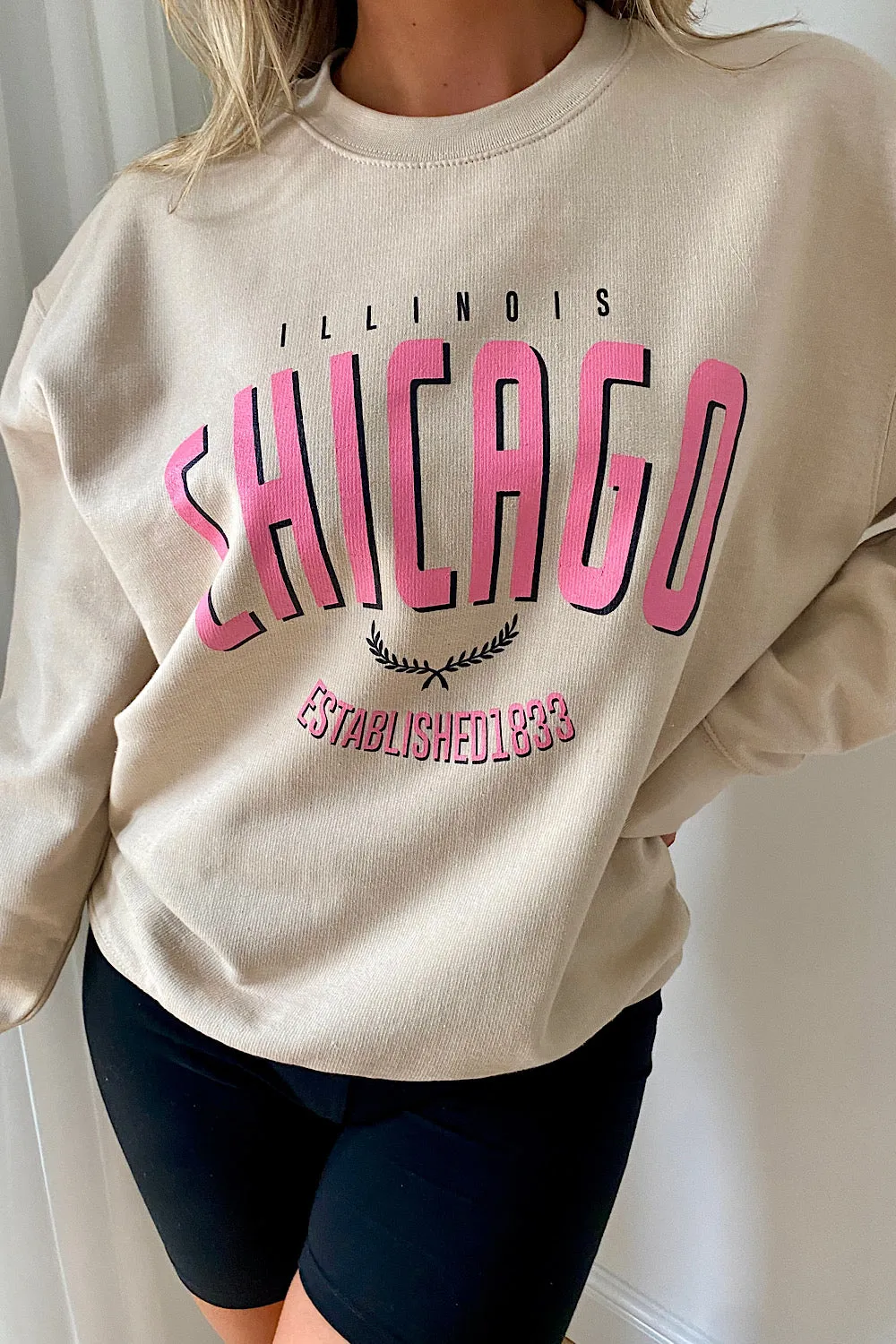 Beige Chicago Oversized Sweatshirt