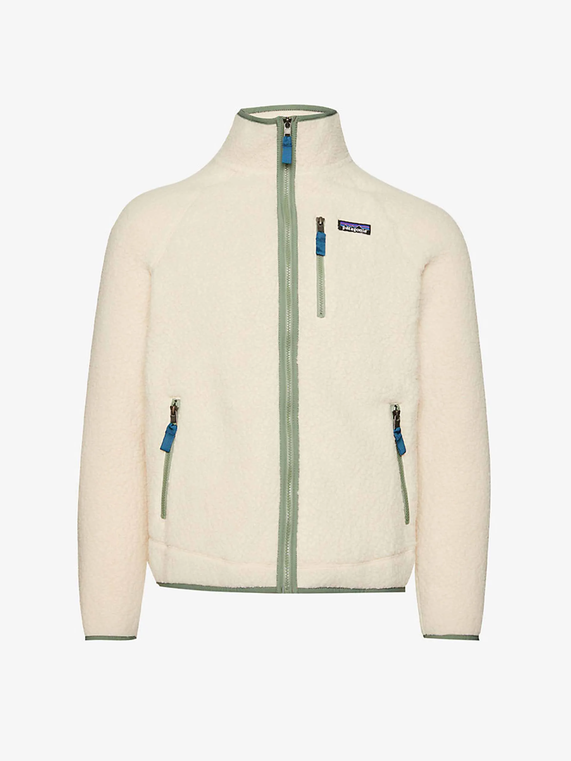 Beige high-neck recycled-polyester jacket