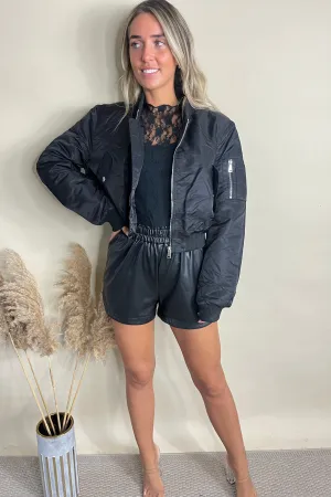 Black Oversized Bomber Jacket