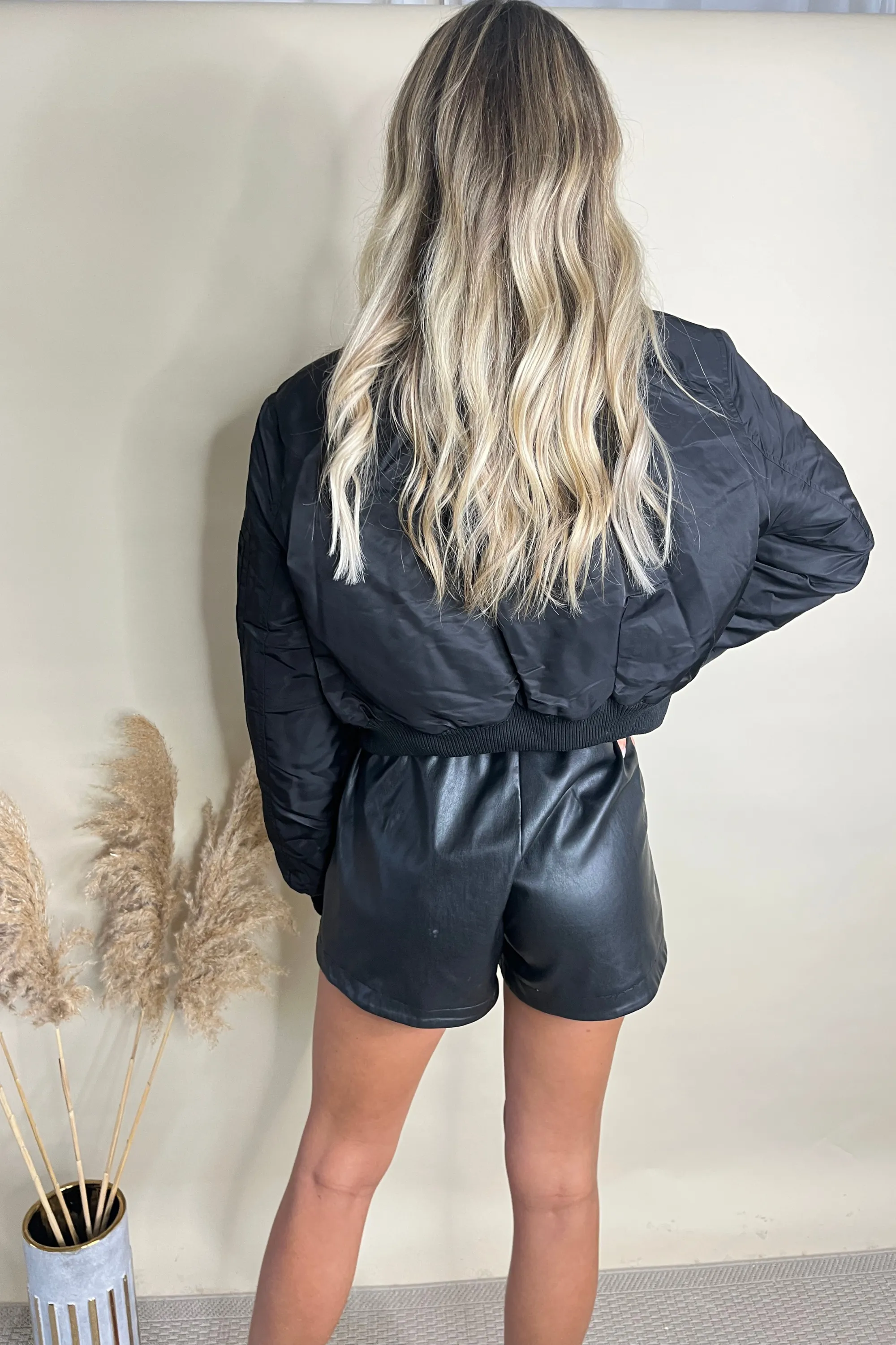 Black Oversized Bomber Jacket