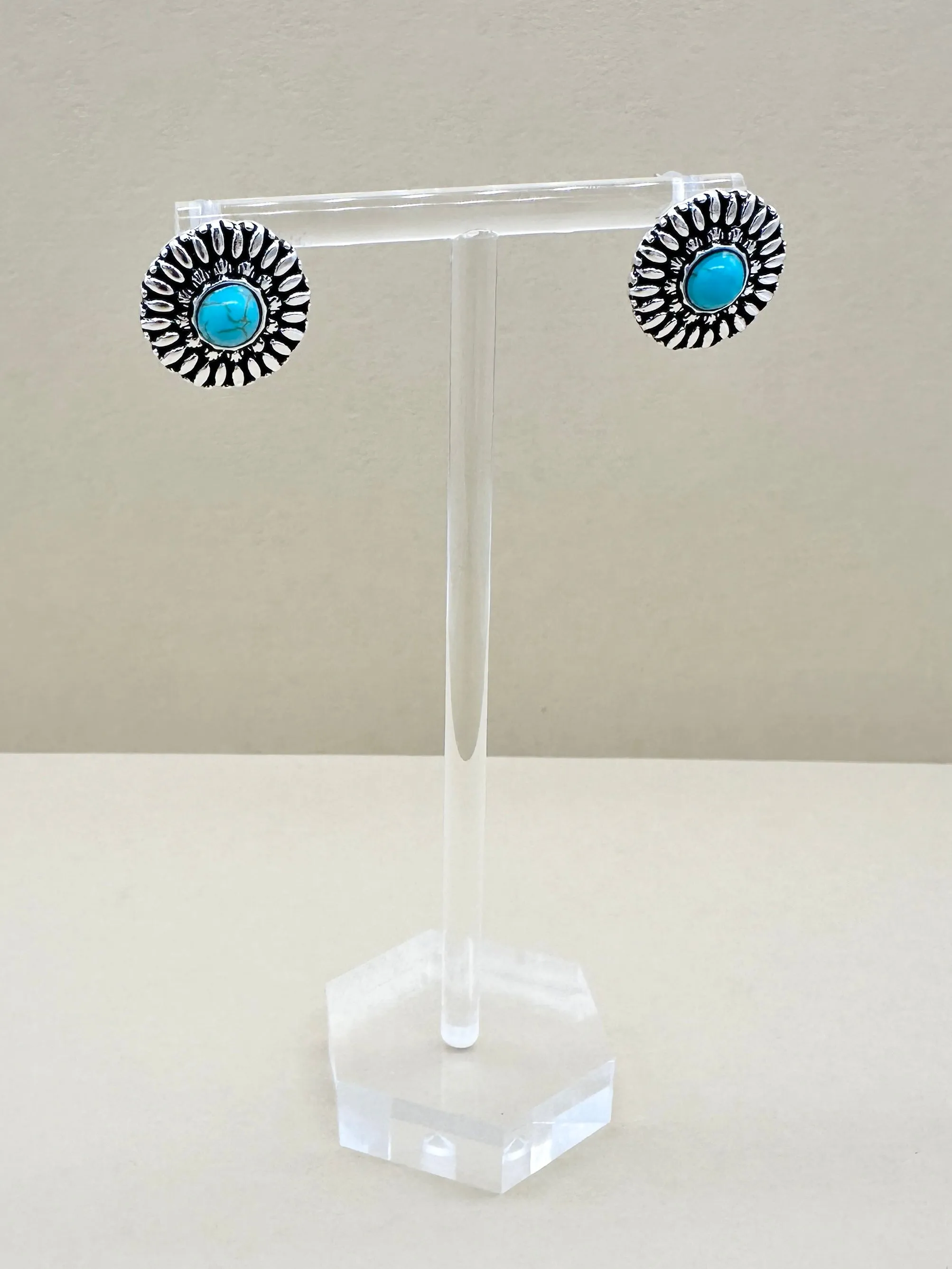 Bonnie Turquoise Concho Stud Earrings