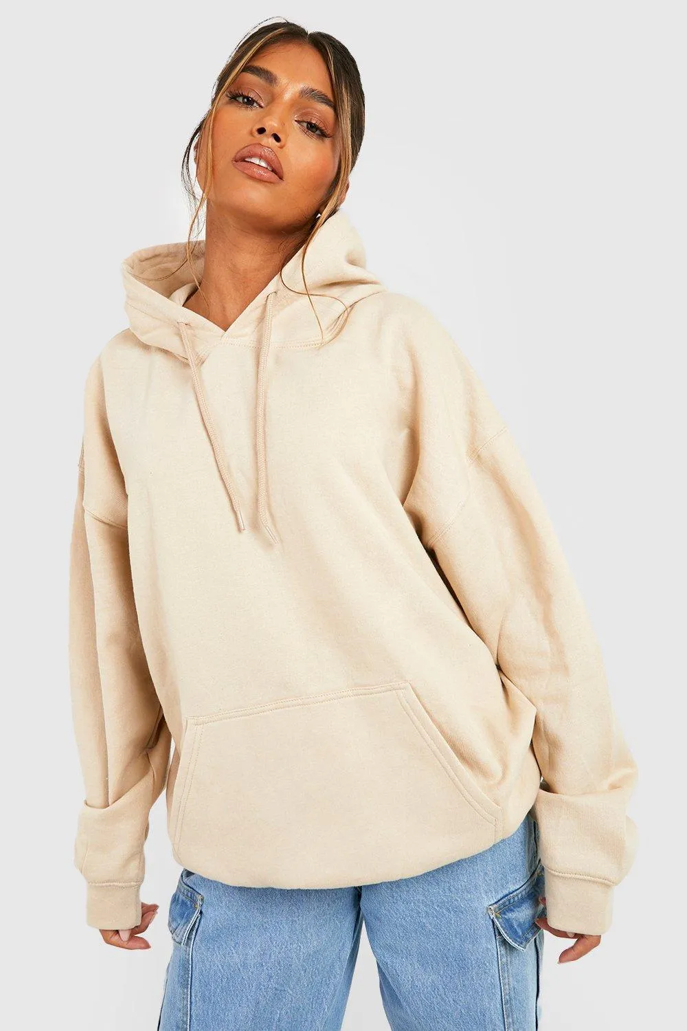 Boohoo Limited Edition Vine Oversized Hoodie, Sand