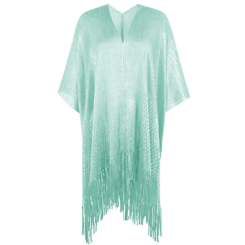 Casual Hollow Fringe Cardigan Solid Color Loose Wholesale Shawl