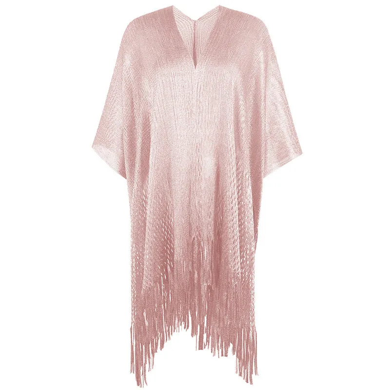 Casual Hollow Fringe Cardigan Solid Color Loose Wholesale Shawl