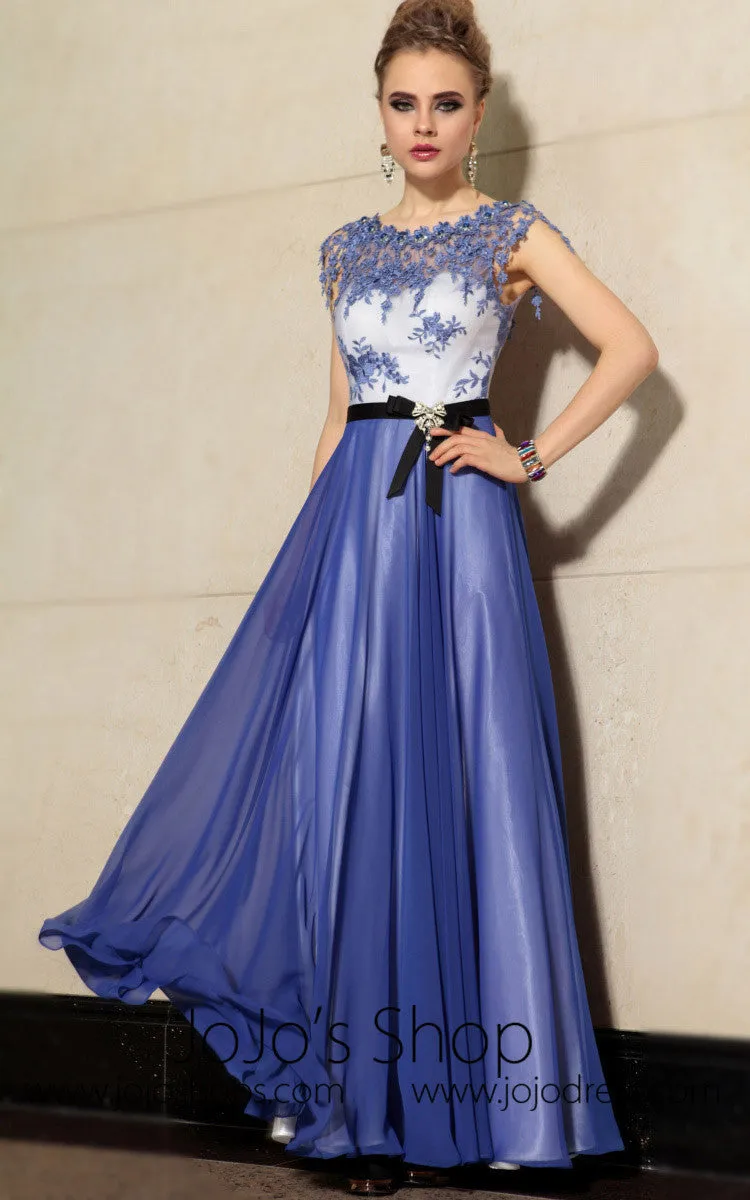 Copy of Elegant Blue Floral Jeweled Neck Formal Prom Evening Cocktail Dress DQ830889