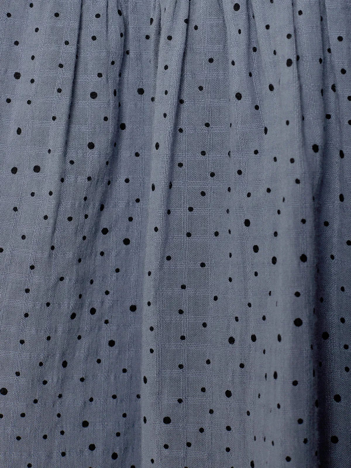 Cotton Dress w. Micro Dots - Kids - Dusty Blue