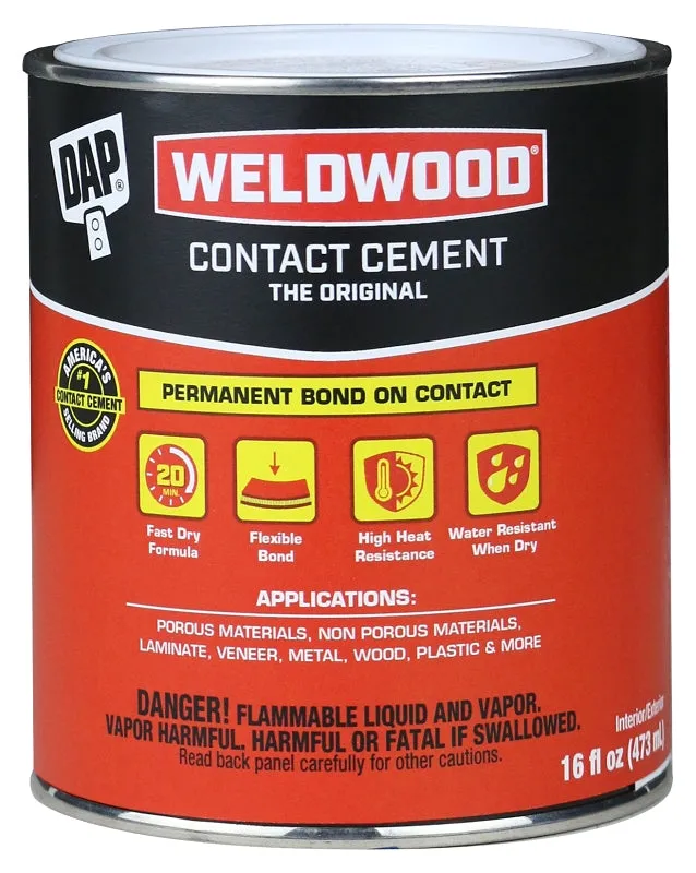 DAP 00271 Contact Cement, Liquid, Strong Solvent, Tan, 1 pt, Can :PINT: QUANTITY: 1