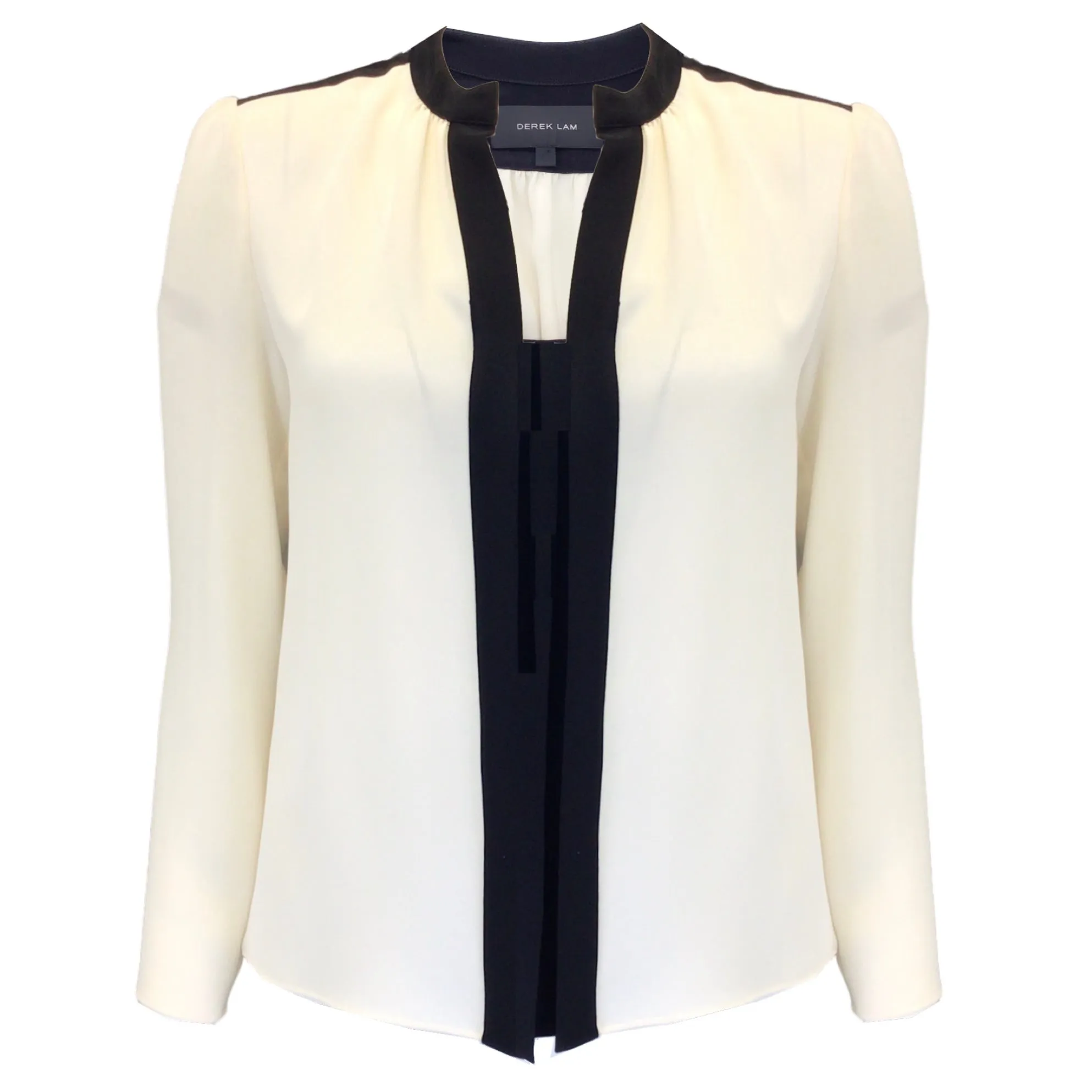 Derek Lam Ivory / Black Long Sleeved Silk Blouse