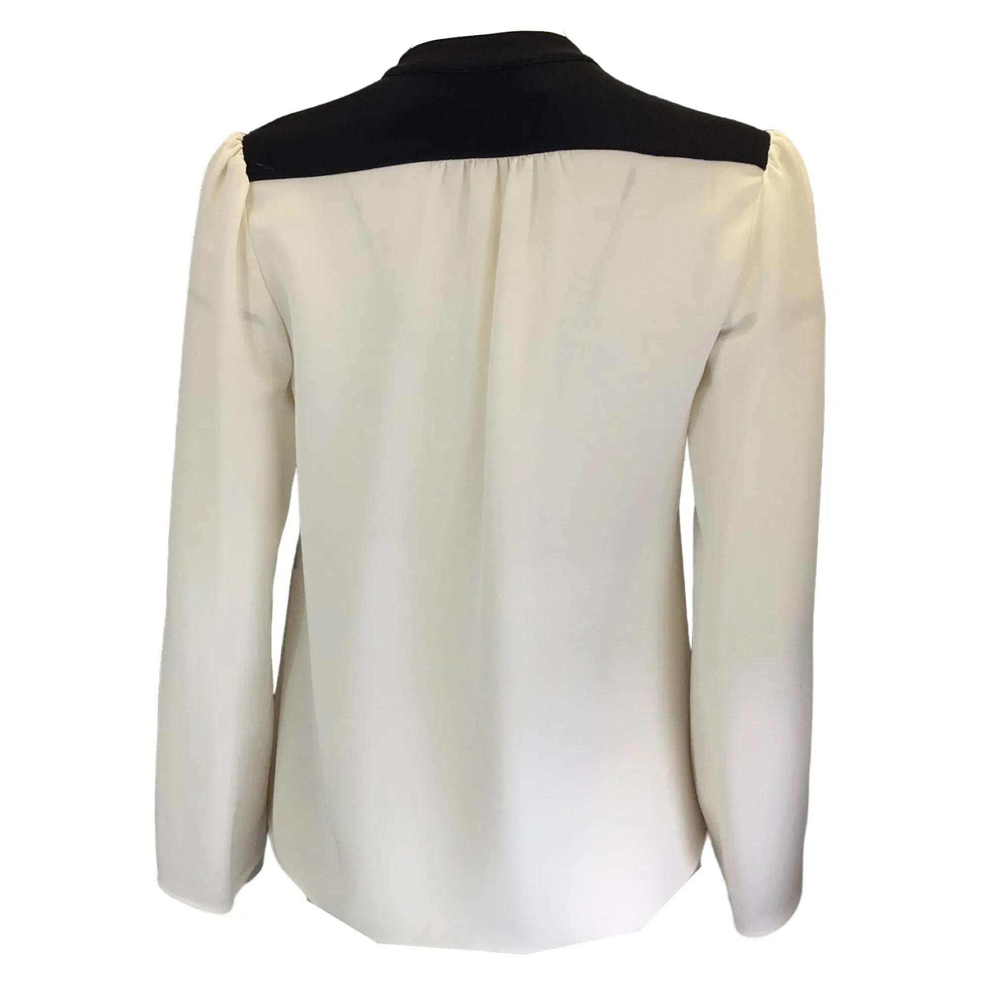 Derek Lam Ivory / Black Long Sleeved Silk Blouse