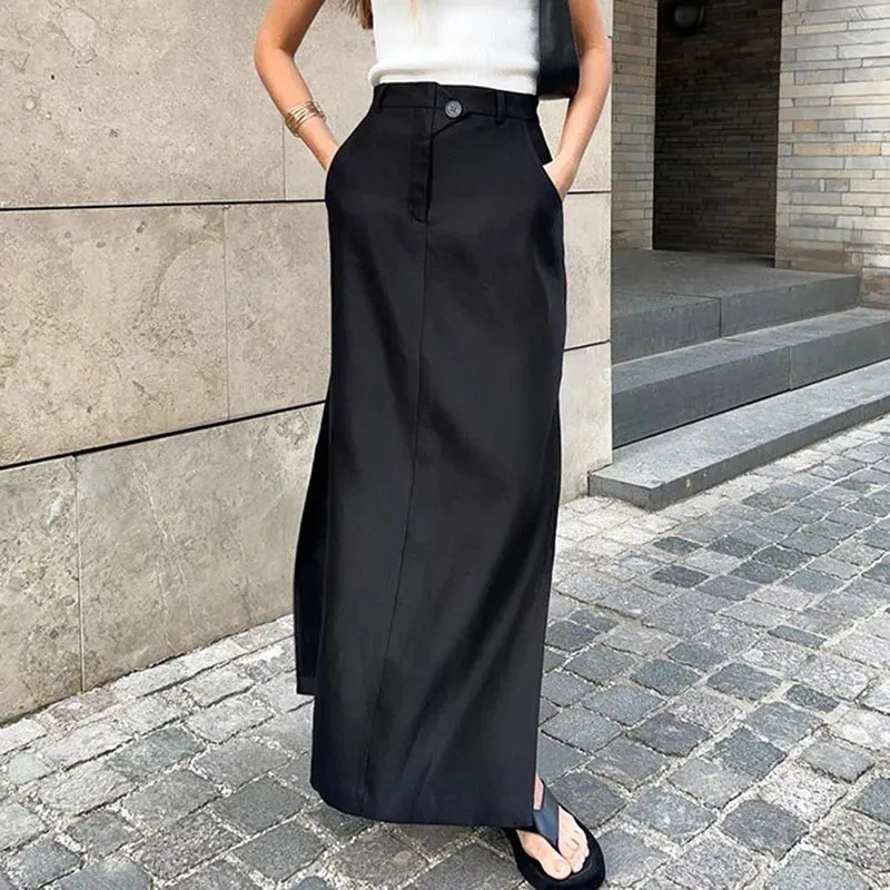 Elegant Black Ankle-Length Skirt