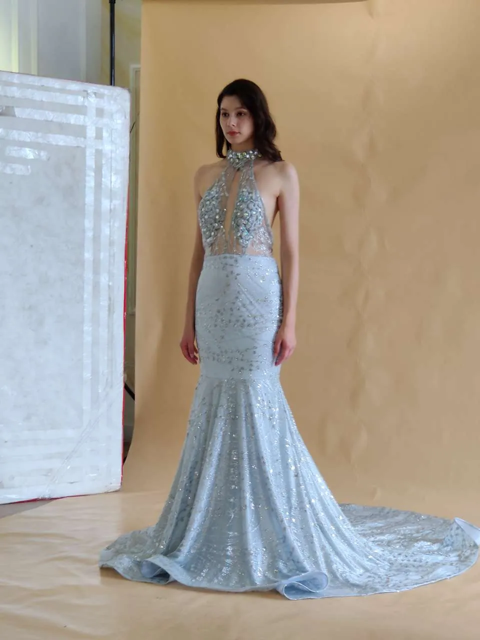 Elegant Halter Mermaid Prom Dresses | Backless Sequins Evening Gowns BC0679