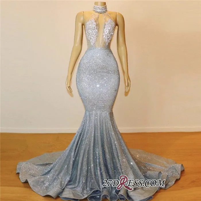 Elegant Halter Mermaid Prom Dresses | Backless Sequins Evening Gowns BC0679