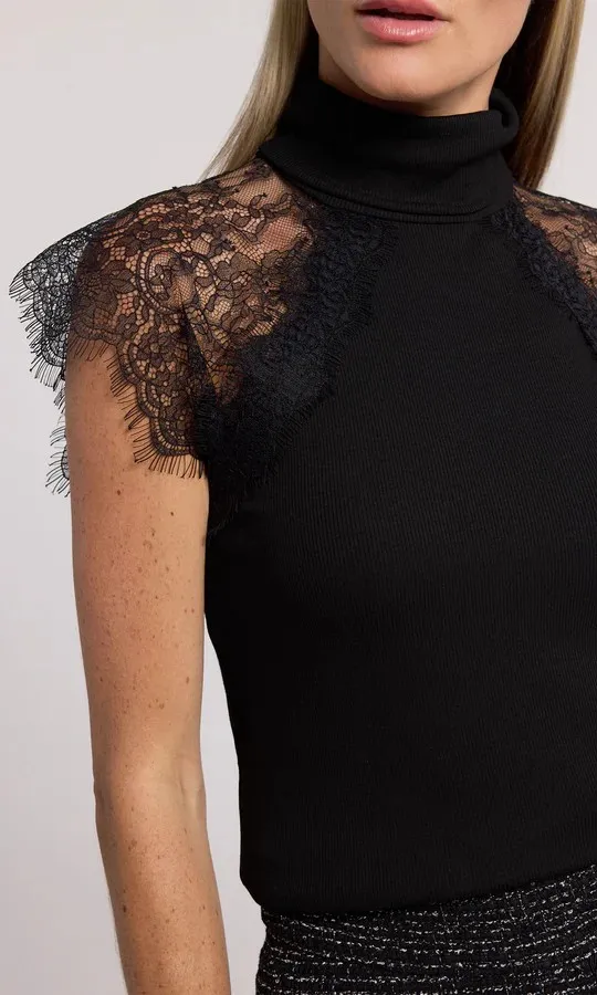 GEN Black Jessenia Lace Combo Top