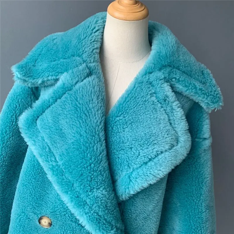 Genuine Wool Vintage Style Teddy Bear Fur Borgana Winter Coat