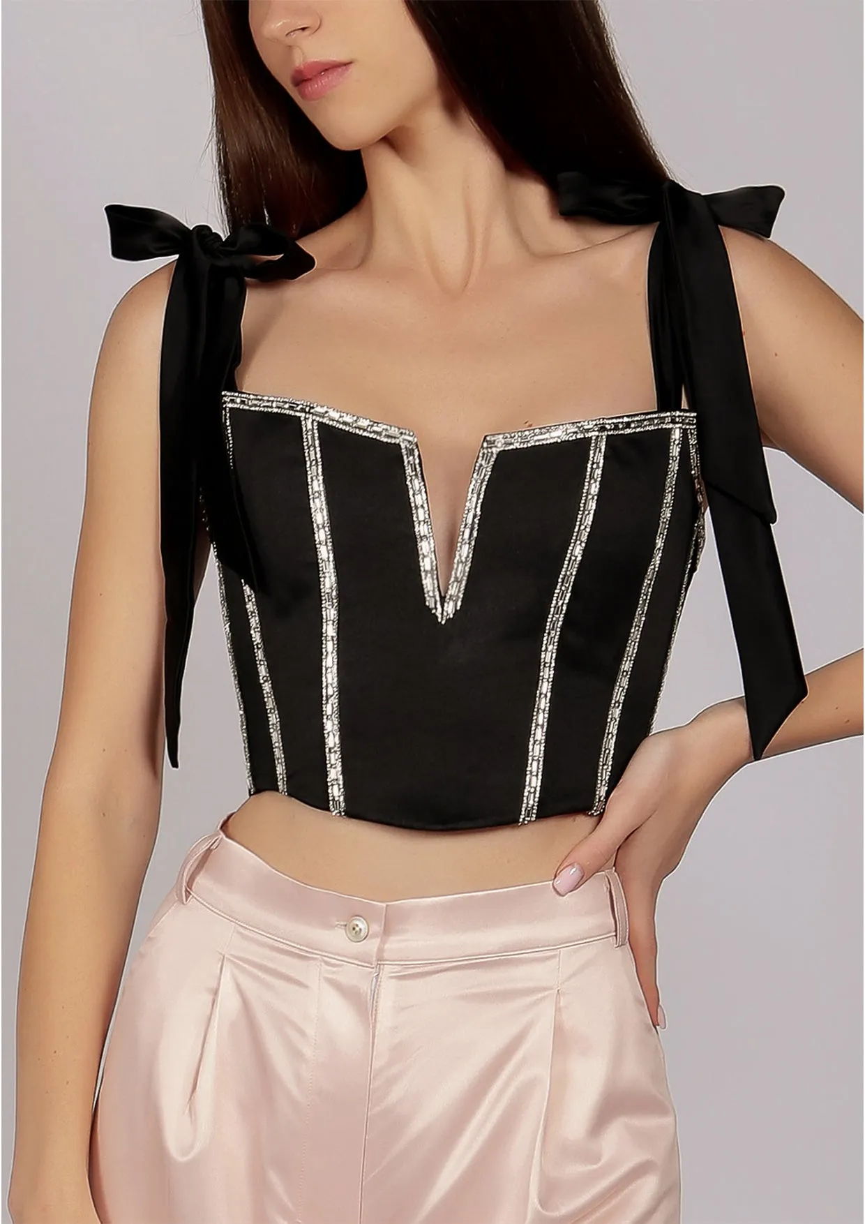 Glow Satin Swarovski Corset Top