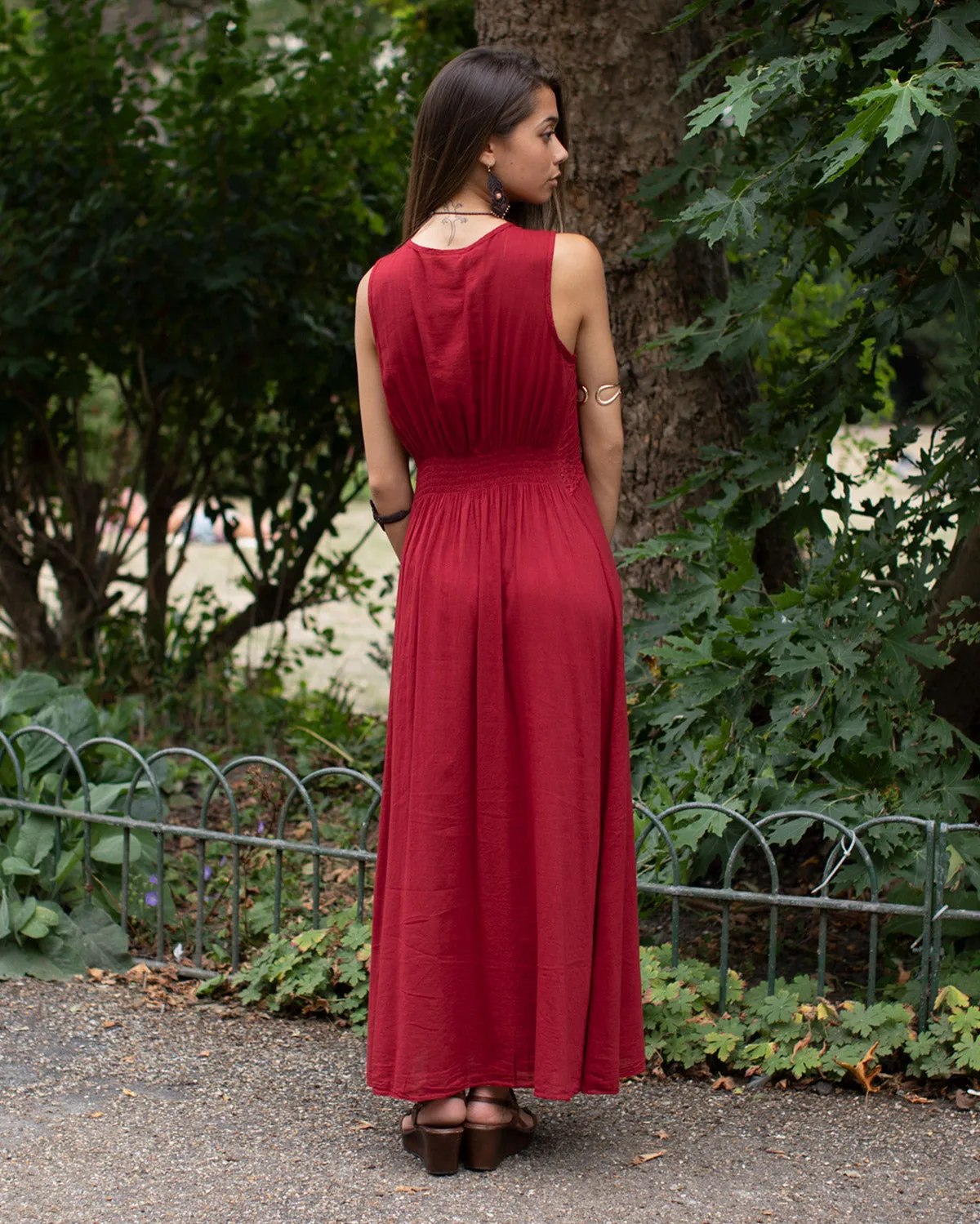 Grecian Crochet Maxi Dress Maroon