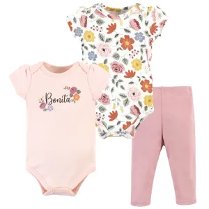 Hudson Baby Cotton Bodysuit and Pant Set, Bonita Short Sleeve