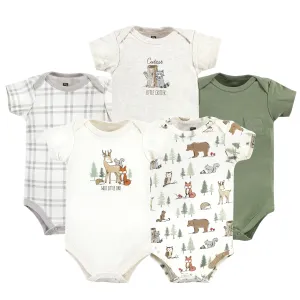 Hudson Baby Cotton Bodysuits, Forest Animals 5-Pack