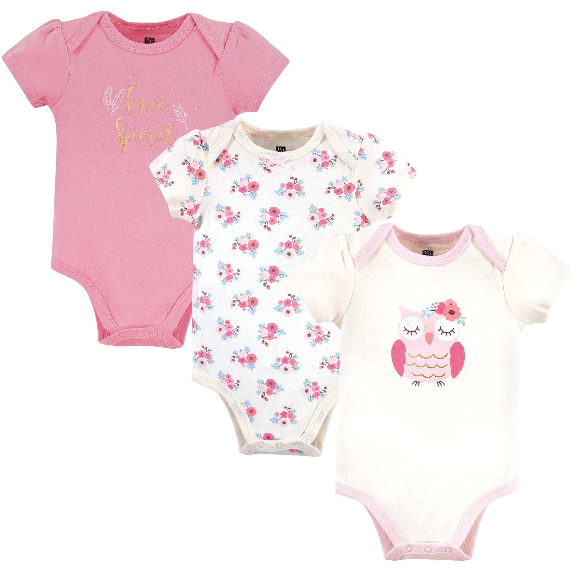 Hudson Baby Cotton Bodysuits, Free Spirit Owl