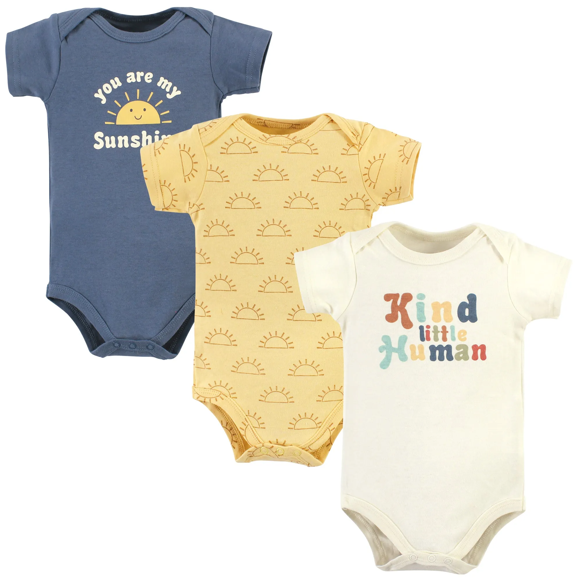 Hudson Baby Cotton Bodysuits, Kind Human 3 Pack