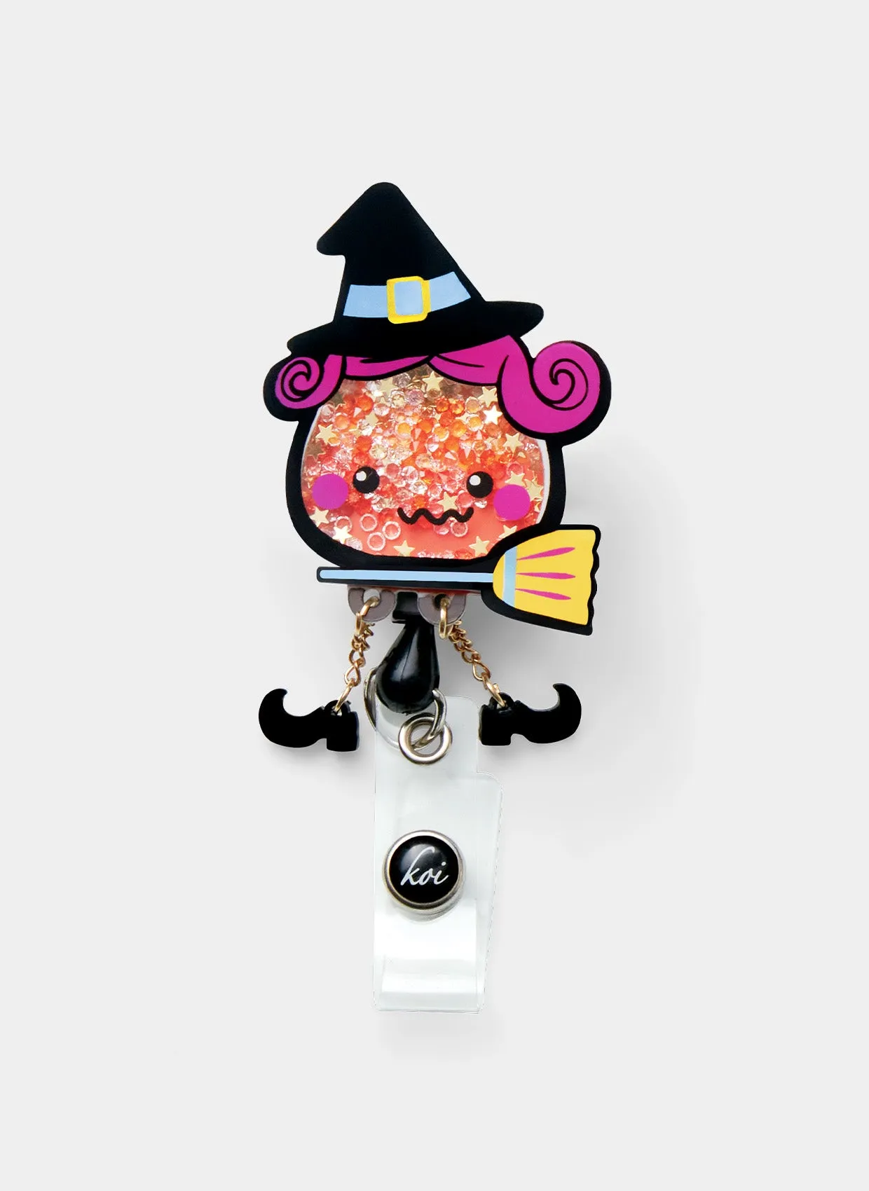 Koi Retractable Badge Reel - Candy Corn Witch