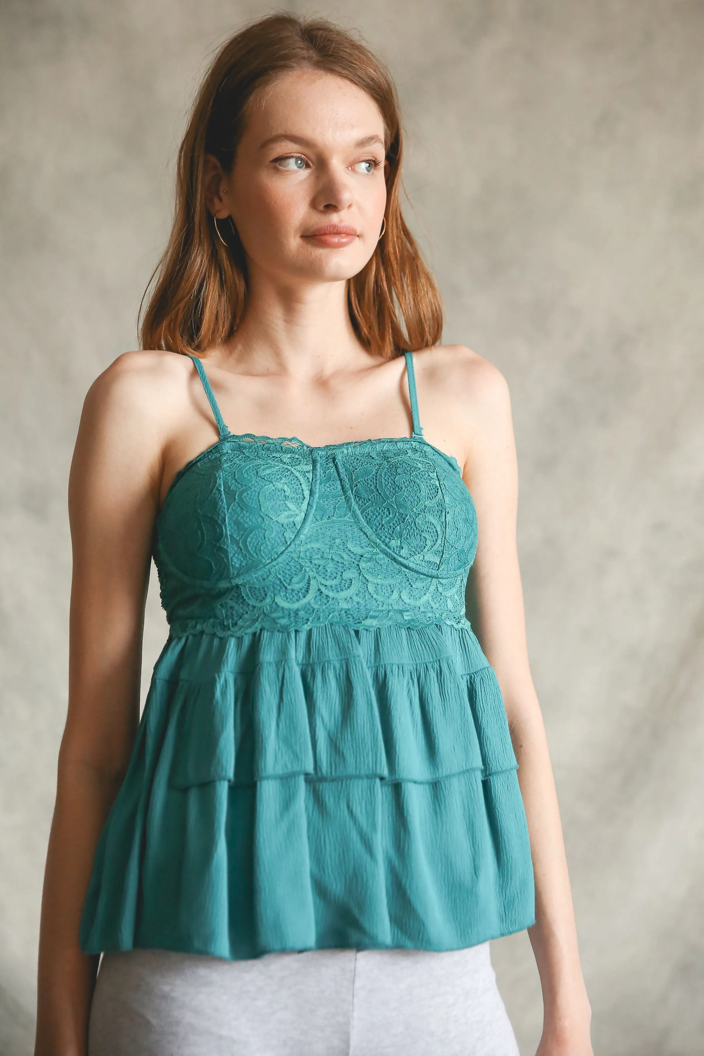 Lace-y Tiered Feminine Ruffle Woven Top