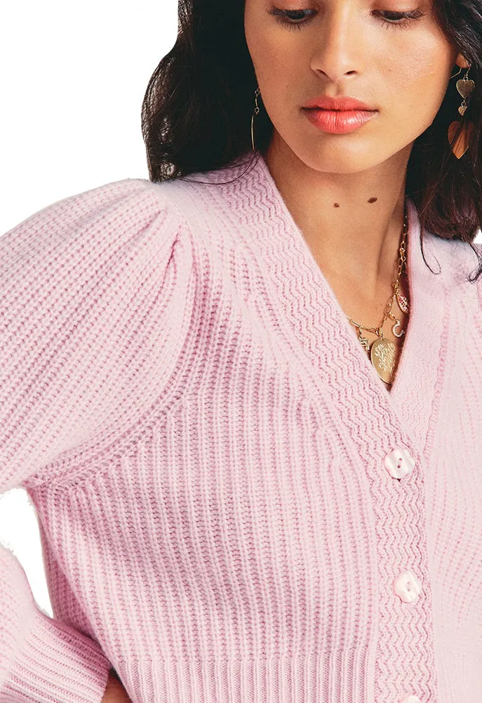 LoveShackFancy Avignon Cropped Cardigan in Pink