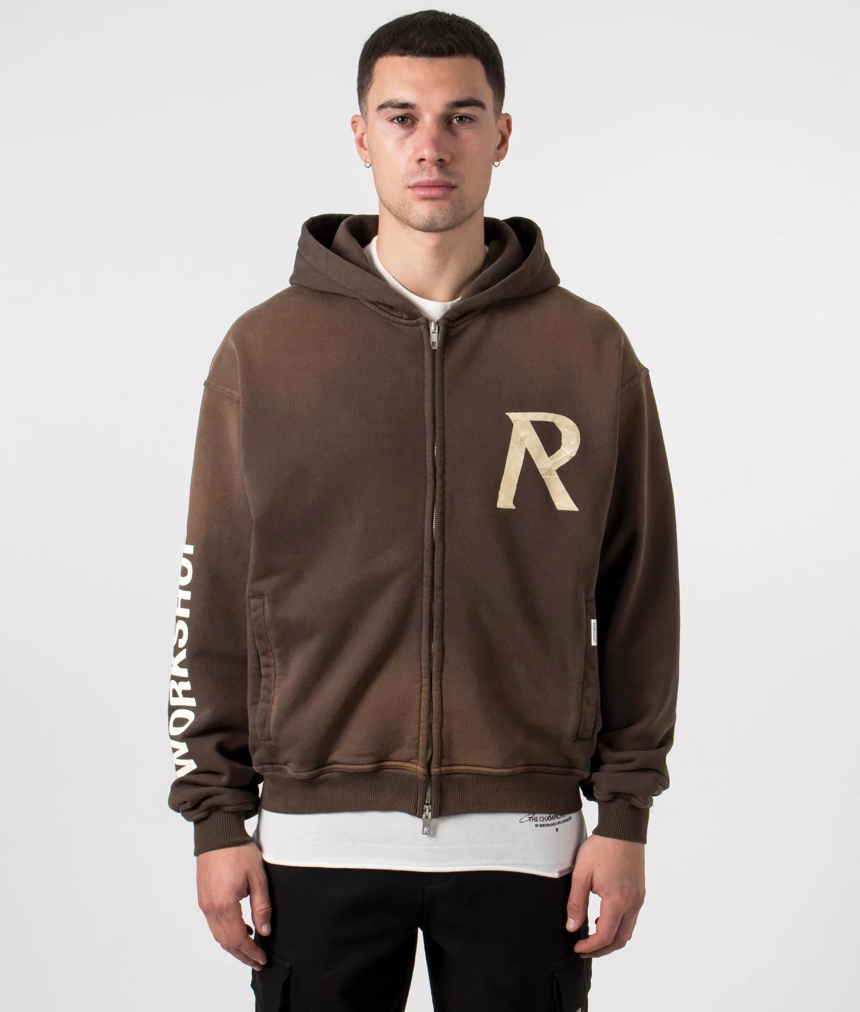 Masking Tape Initial Zip Hoodie