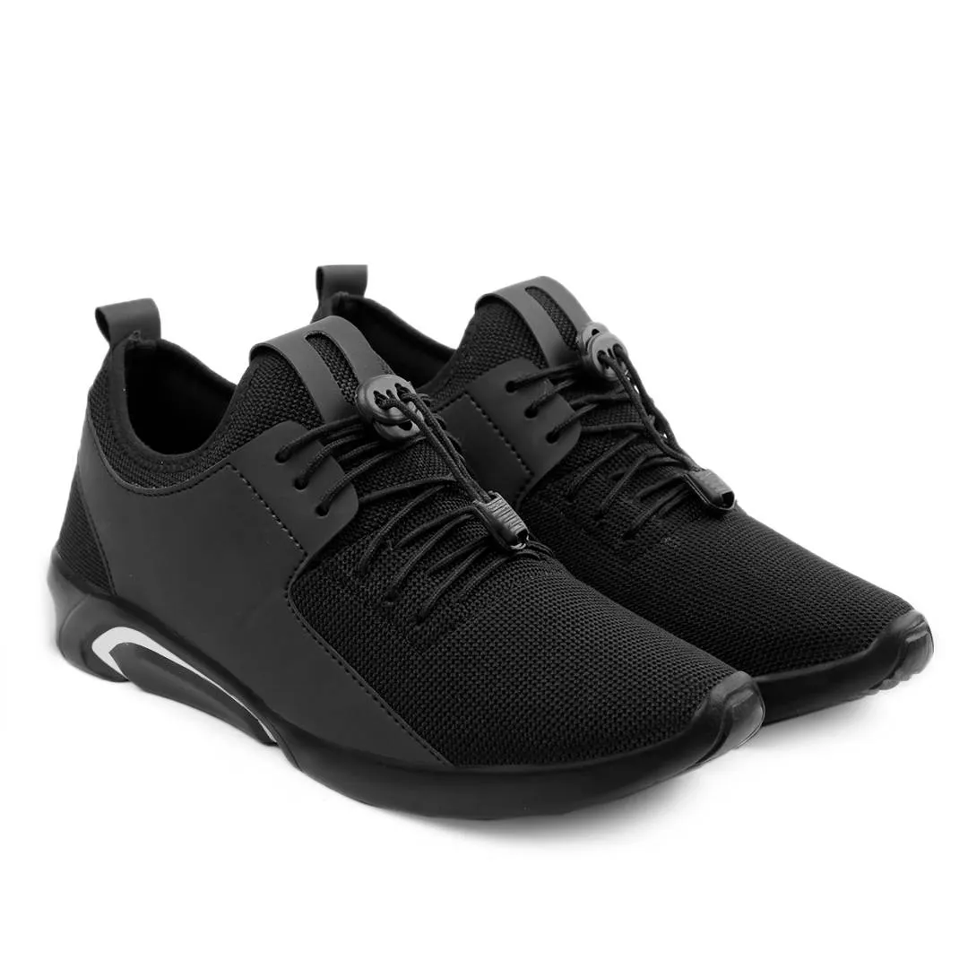 Men's Stylish and Trendy Black Solid Mesh Casual Sneakers