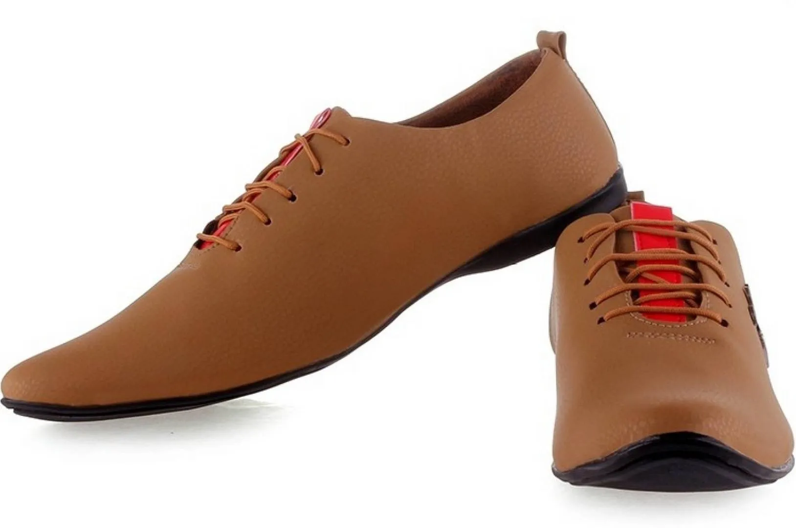 Men's Tan Synthetic Leather Casual Shoes