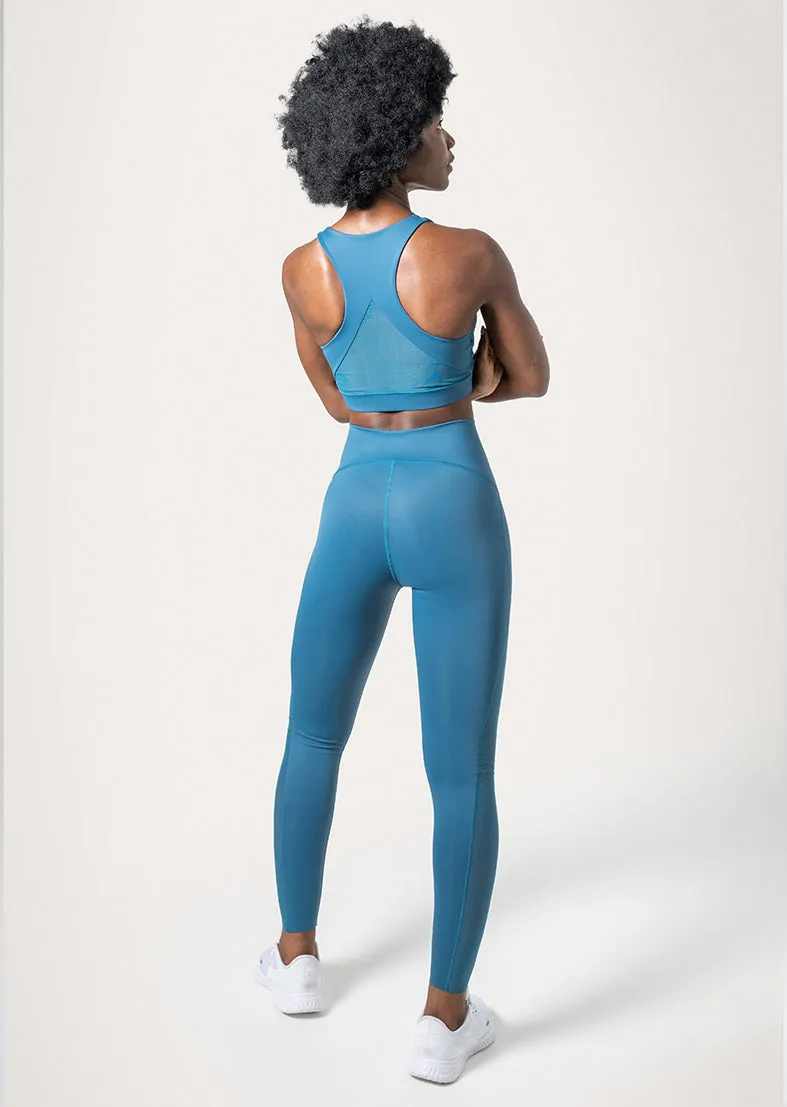 Mesh Panel Legging Blue