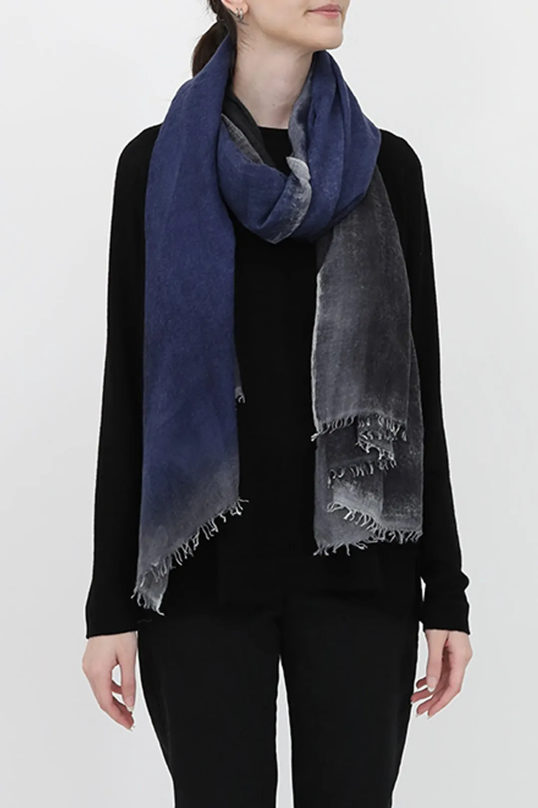 MIDNIGHT CHARCOAL SCARF IN HAND DYED CASHMERE