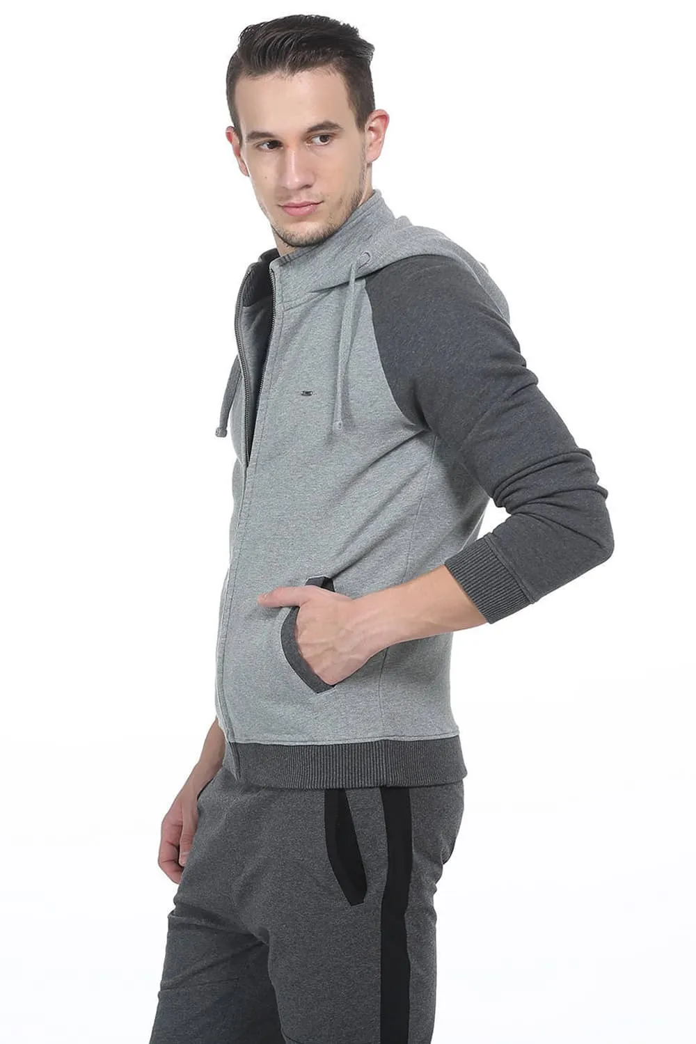 Muscle Fit Hooded Knit Jacket