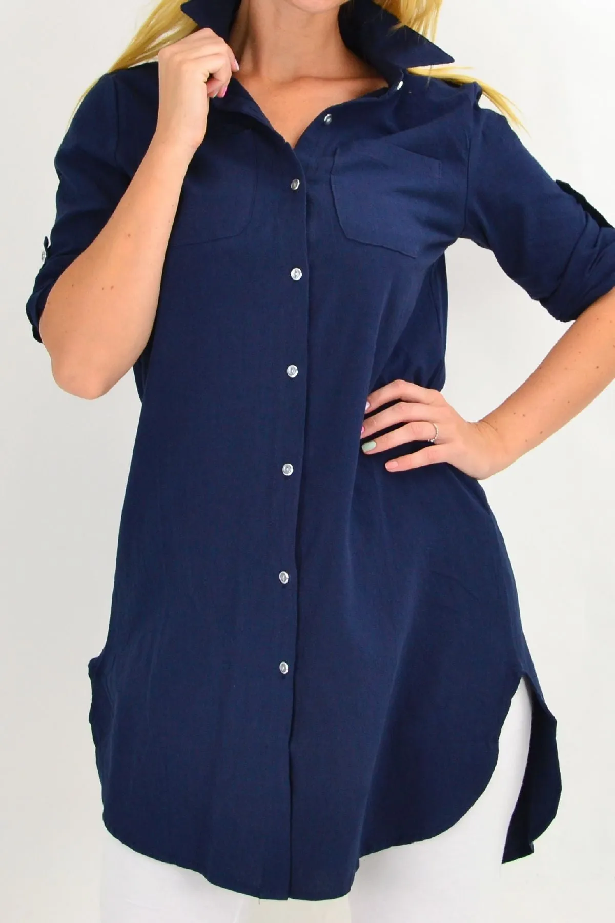 Navy Blue Summer Tunic Shirt